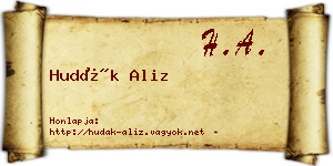 Hudák Aliz névjegykártya