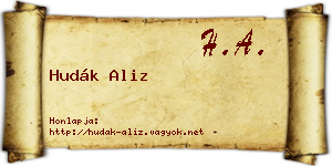 Hudák Aliz névjegykártya